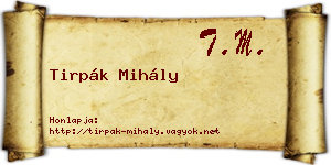 Tirpák Mihály névjegykártya